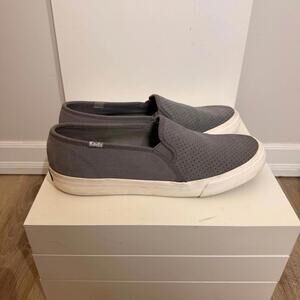 Keds Dreamfoam Double Decker Perforated Suede Slip on Shoes Women's 9 Gray